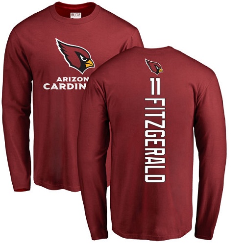 Arizona Cardinals Men Maroon Larry Fitzgerald Backer NFL Football #11 Long Sleeve T Shirt